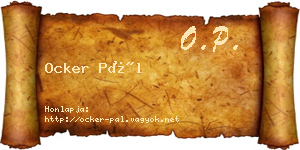 Ocker Pál névjegykártya